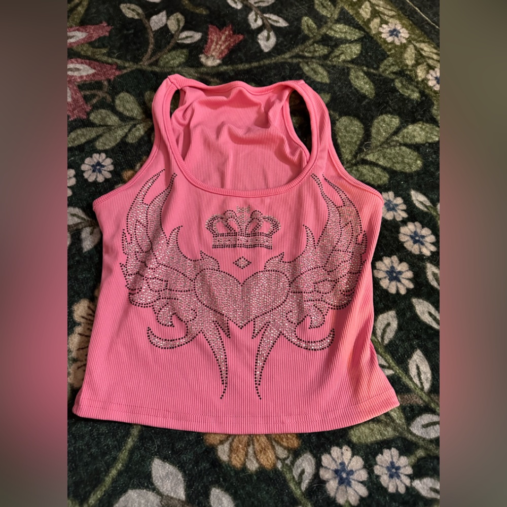 Pink Embellished Tank Top